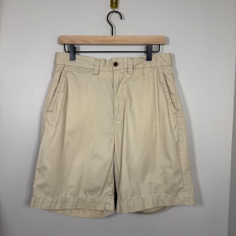 Polo Ralph Lauren Mens Sz 31 Khaki Chino Shorts 100% Cotton Flat Front 8.5"